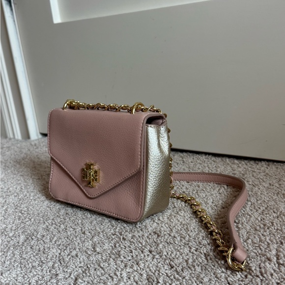 Tory Burch Classic Pink/Gold Leather Mini Kira Crossbody Bag - Picture 3 of 11